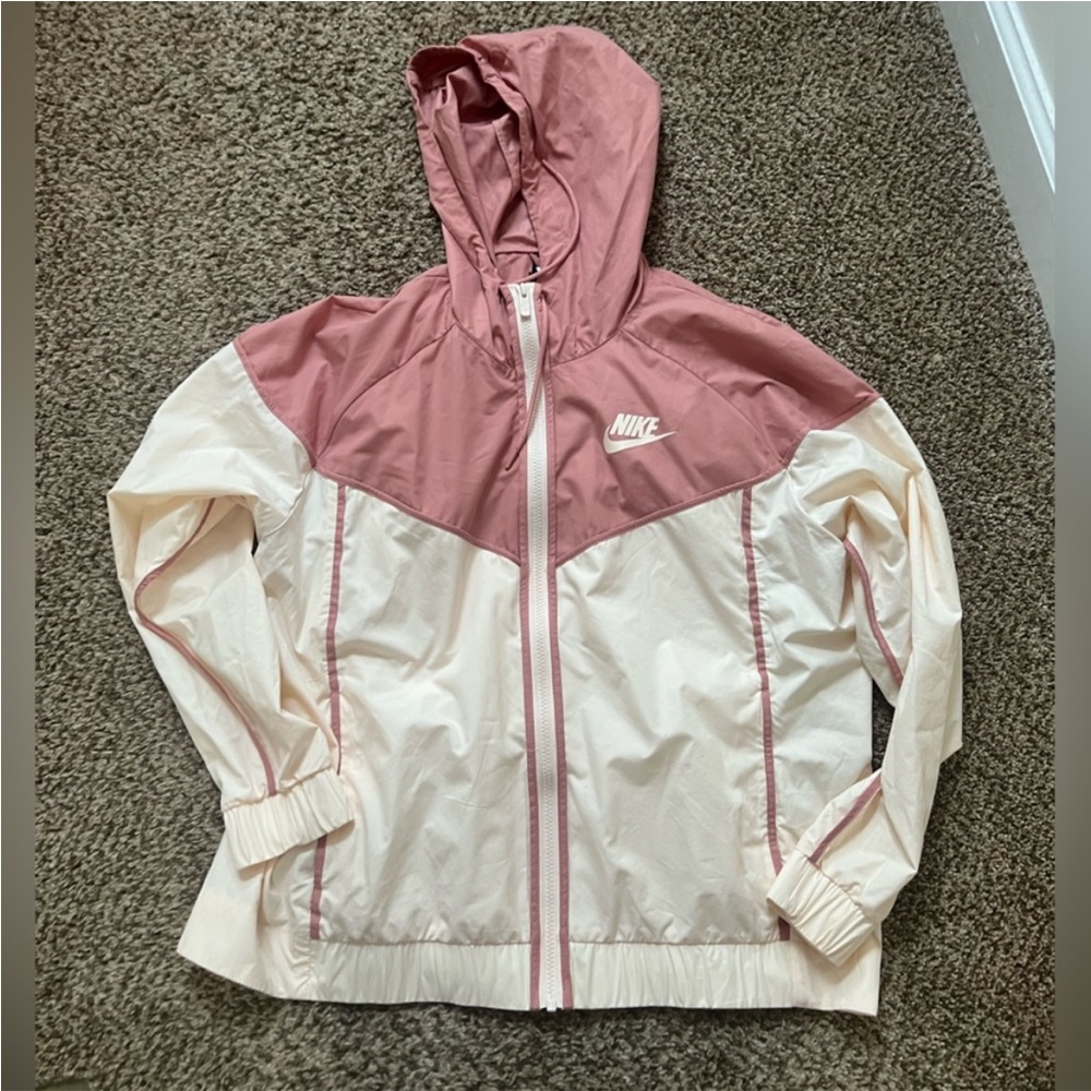 Cream/rose gold Nike windbreaker/ jacket